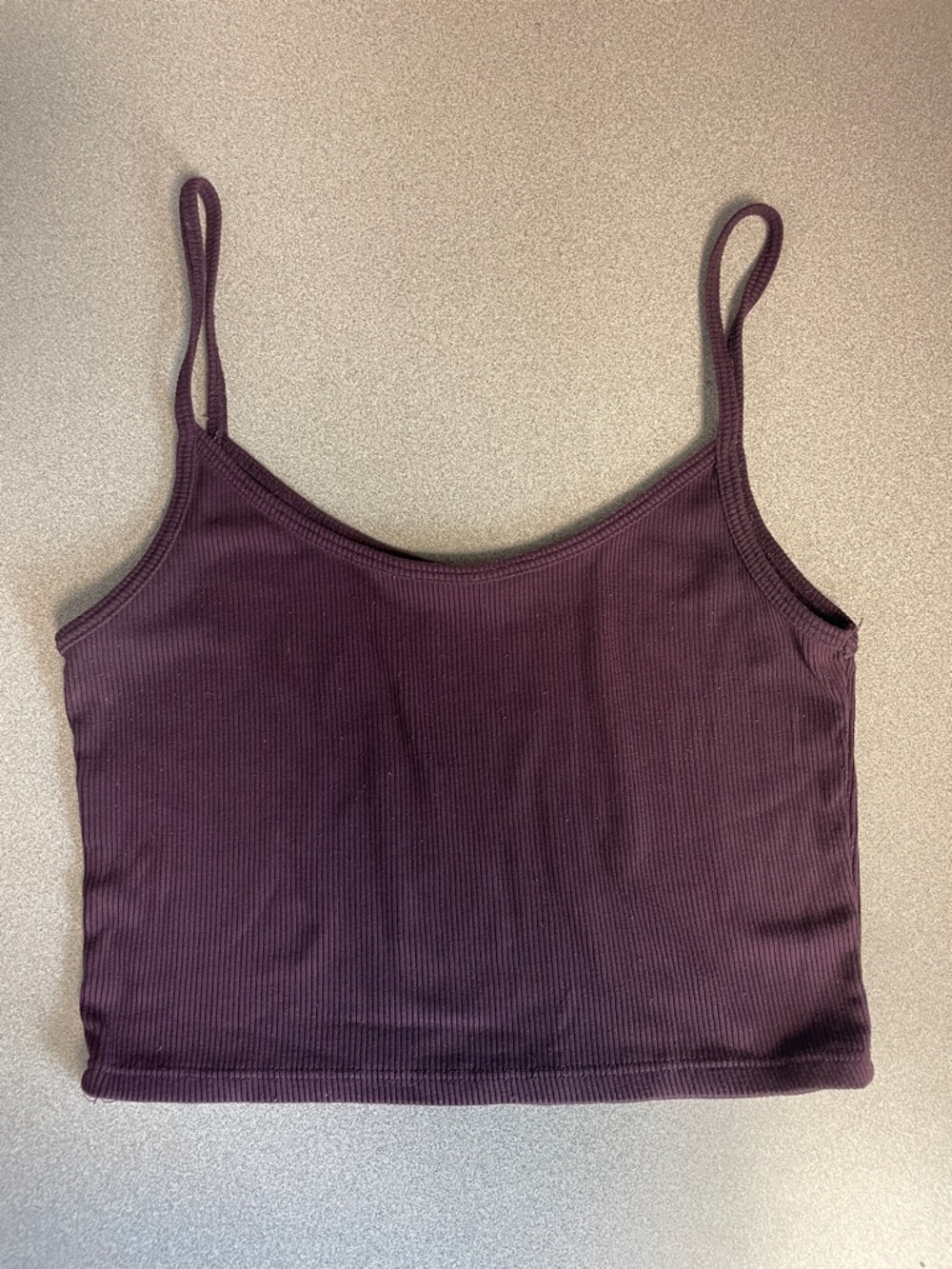 Brandy Melville Ribbed Spaghetti Strap Crop Tank - Plum